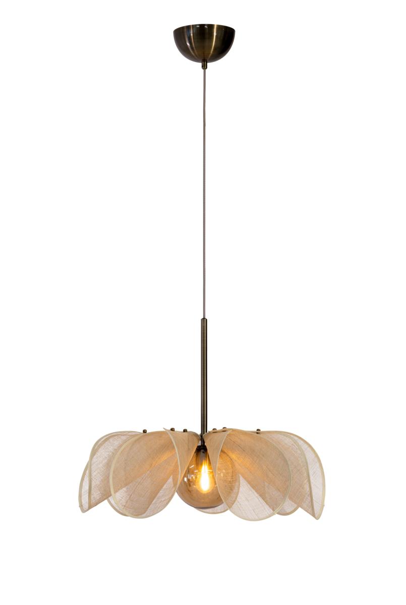 Lampy zwieszane, STYRKA Pendant 1L 63cm Beige/ Antique Brass/Amber, Markslöjd Sp.z.o.o.