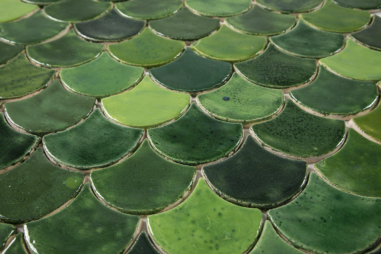 Płytki ścienne, Rybia Łuska - zestaw płytek "Leśna Polana" z serii "Woda", Cerames