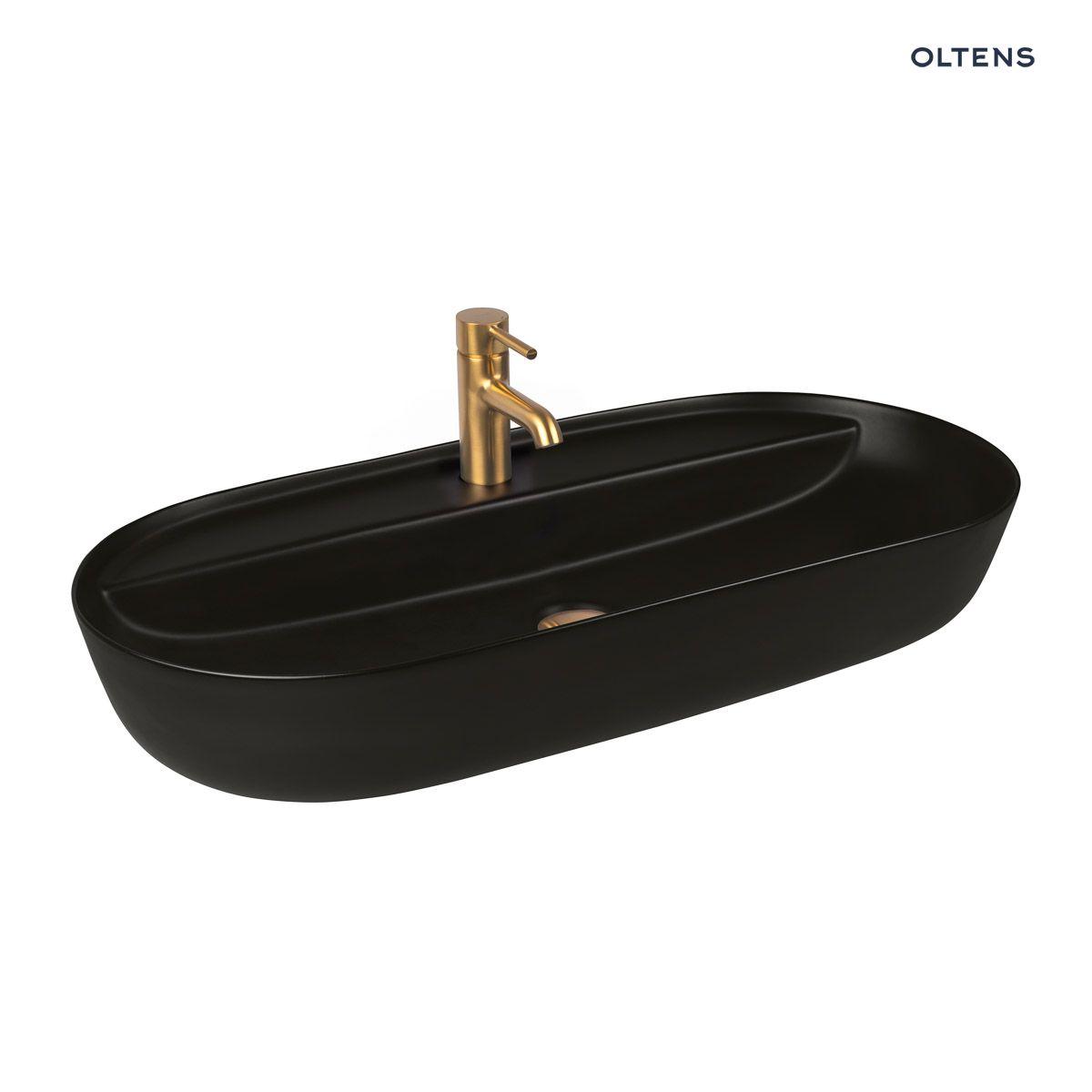 Over countertop washbasins, Oltens Hamnes Thin countertop basin 80x40 cm with tap hole oval matte, OLTENS