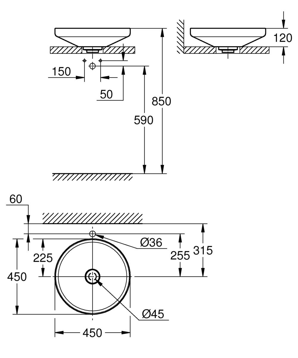 Airio Umywalka okrągła 45 cm 3995800H | 3995800H | GROHE - ArchiUp.com ...