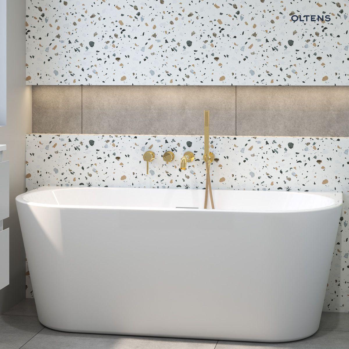 Wanny wolnostojące, Oltens Delva wanna wolnostojąca przyścienna 170x80 cm akrylowa owalna, OLTENS