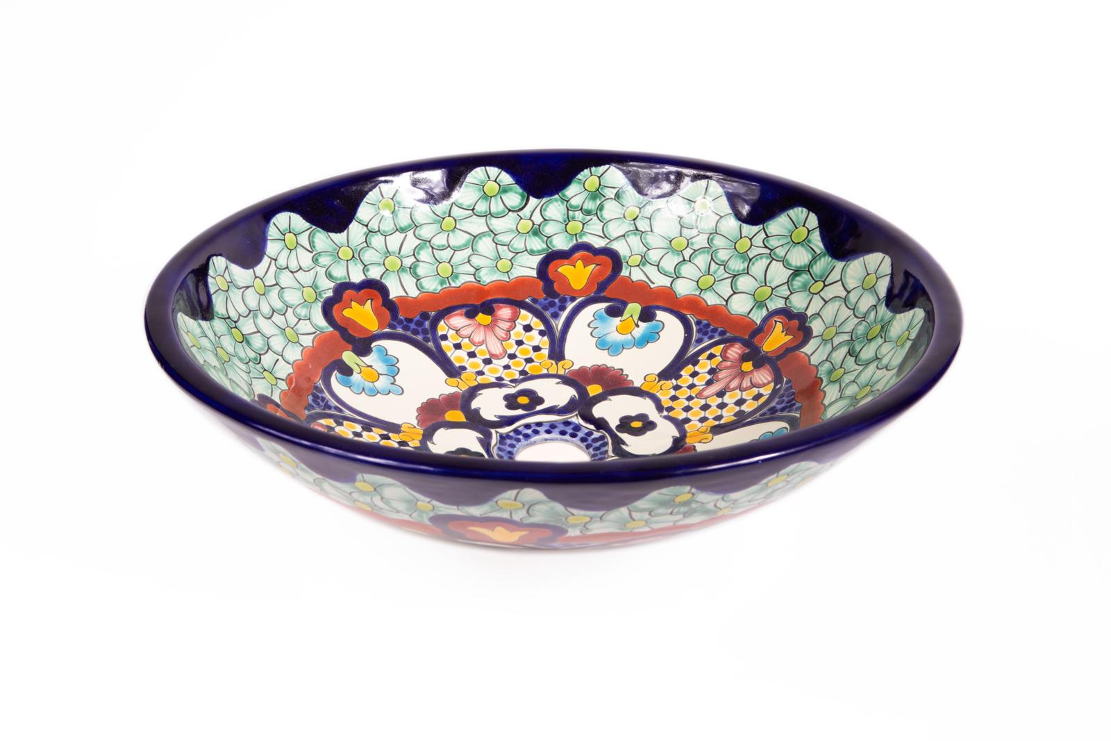 Over countertop washbasins, Juanetta - hand-painted spherical spinning basin from Mexico, Cerames