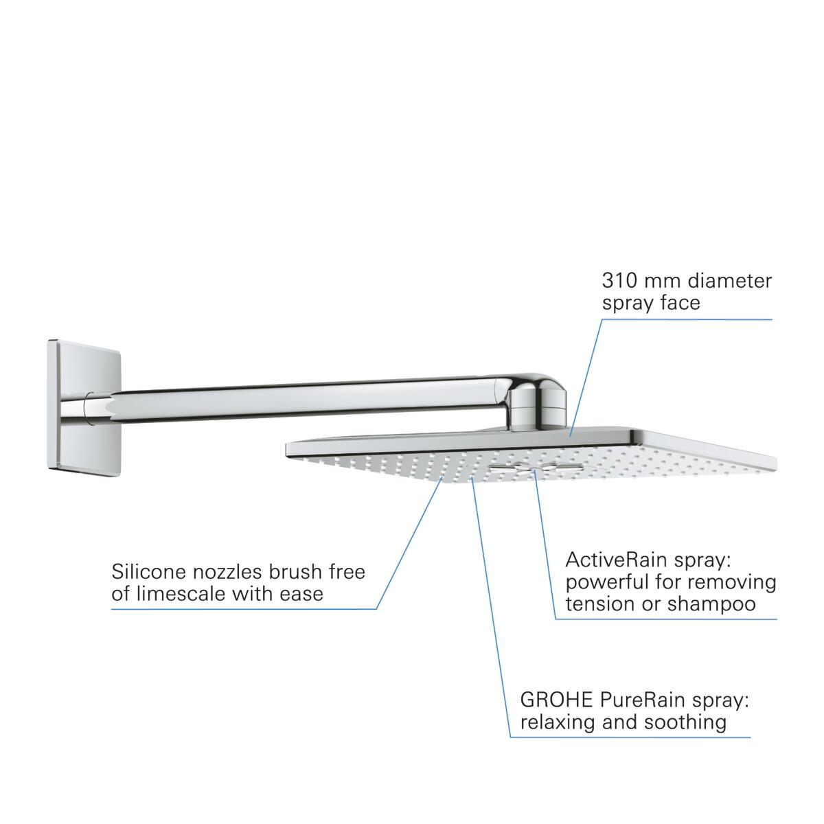 Rainshower SmartActive 310 Cube Deszczownica z ramieniem 430 mm, 2 ...