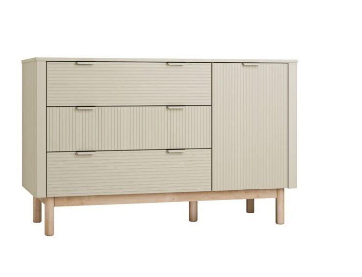 Cupboards and Chests of Drawers, 3-DRAWER + 1 DOOR CHEST MILOO, pinio