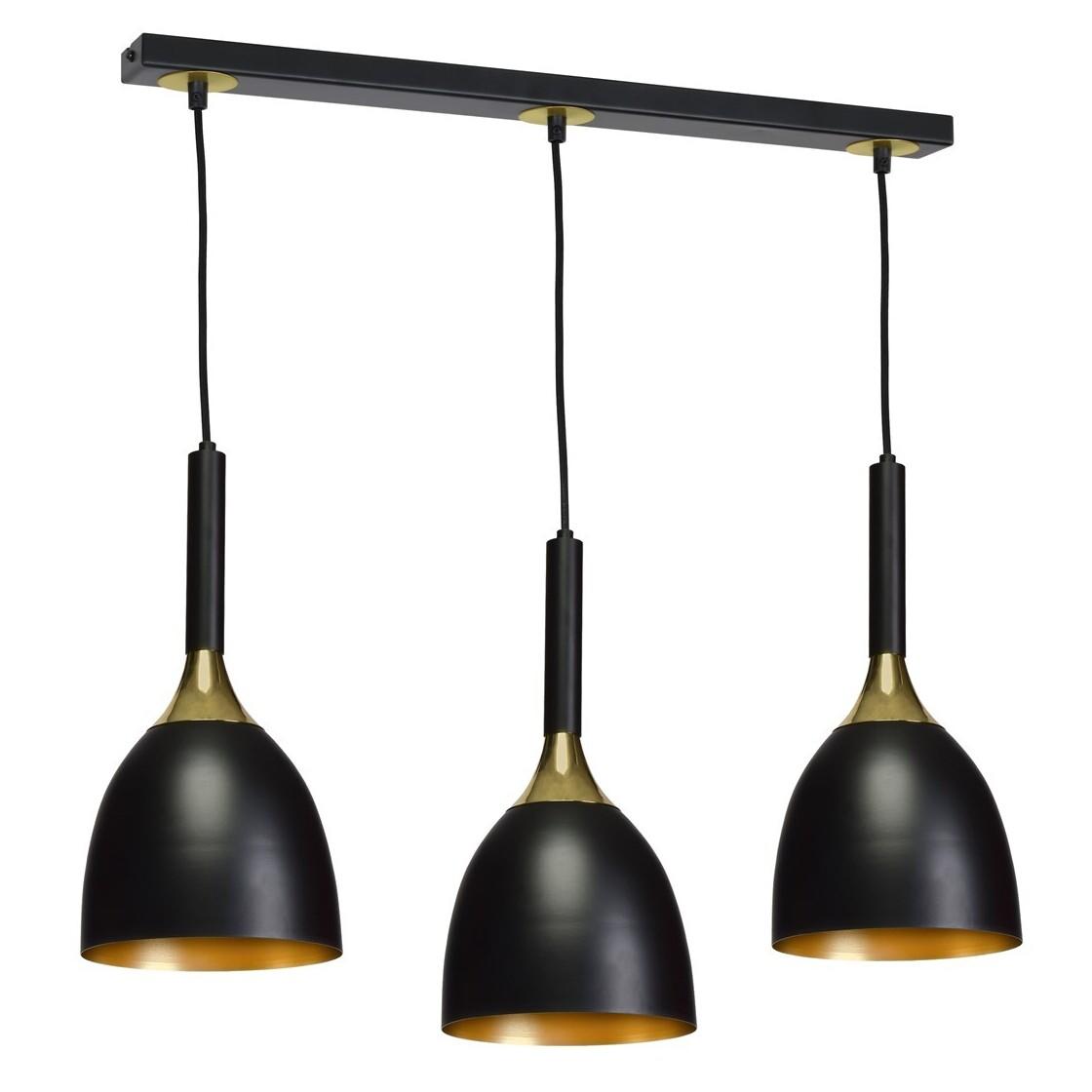 Lampy zwieszane, Lampa wisząca CLARK BLACK/GOLD 3xE27, MILAGRO