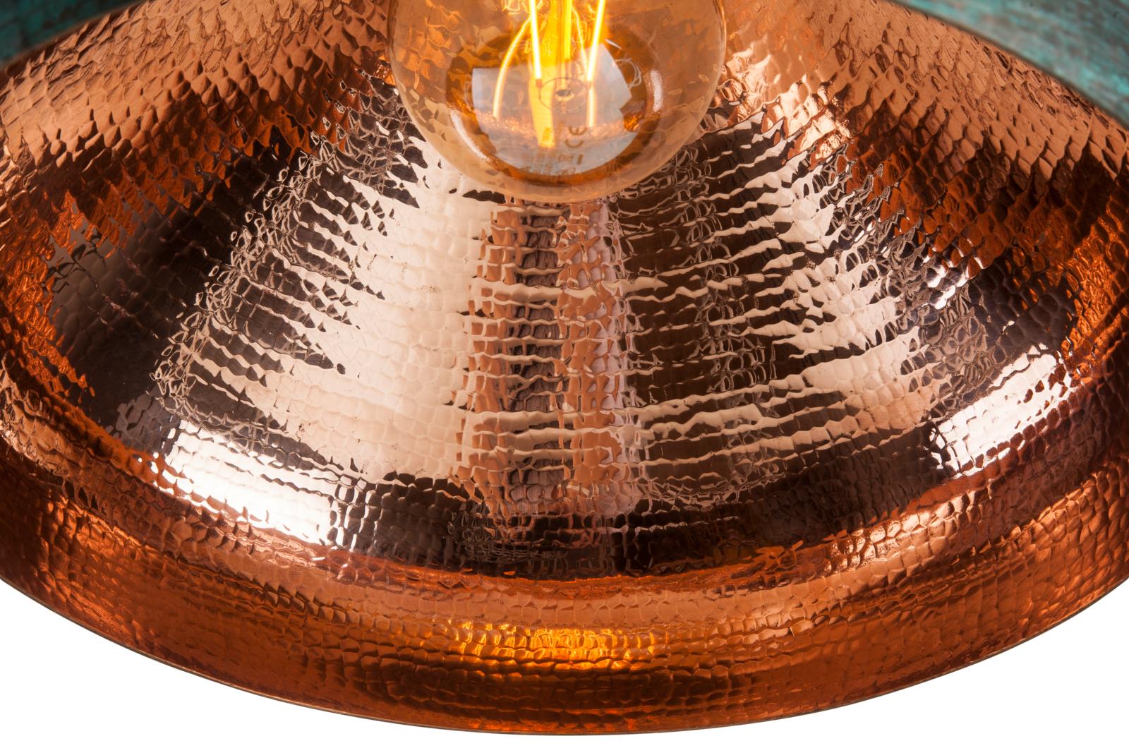 Hanging Lamps, Fresa Verde - copper decorative lamp covered with patina, Cerames