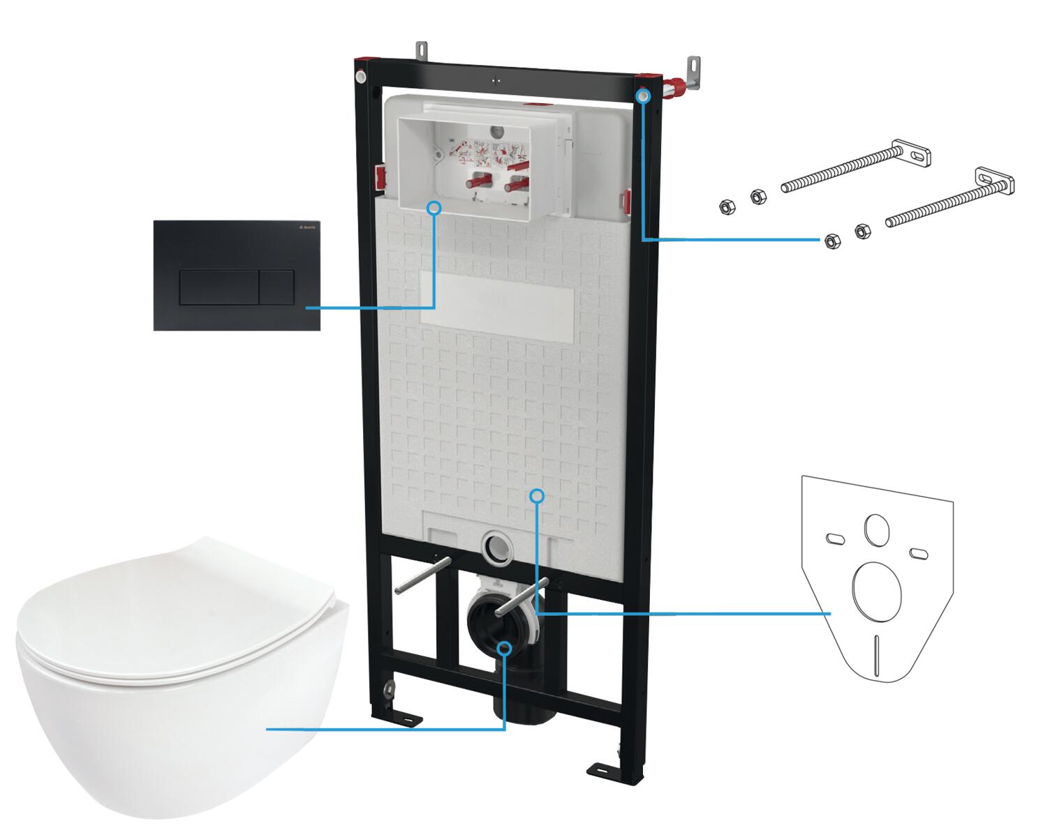 Sets, SILIA Toilet set, concealed, 6 in 1, Deante