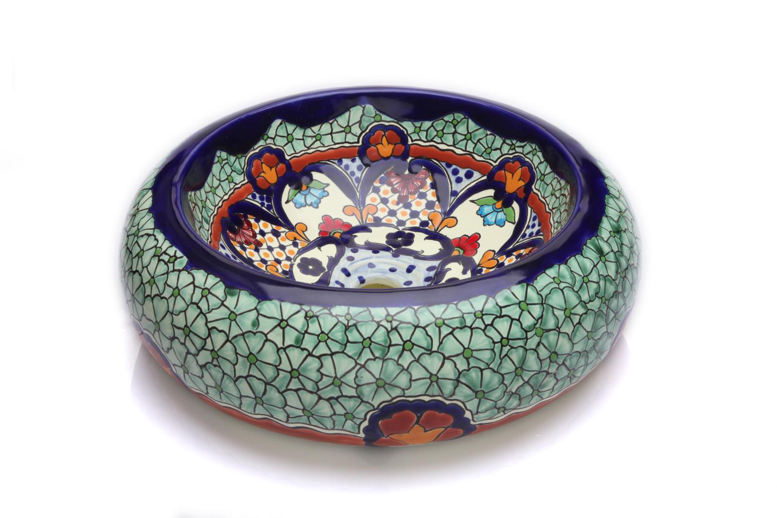 Umywalki nablatowe, Juanetta - Ręcznie malowana nablatowa umywalka z Meksyku, Cerames