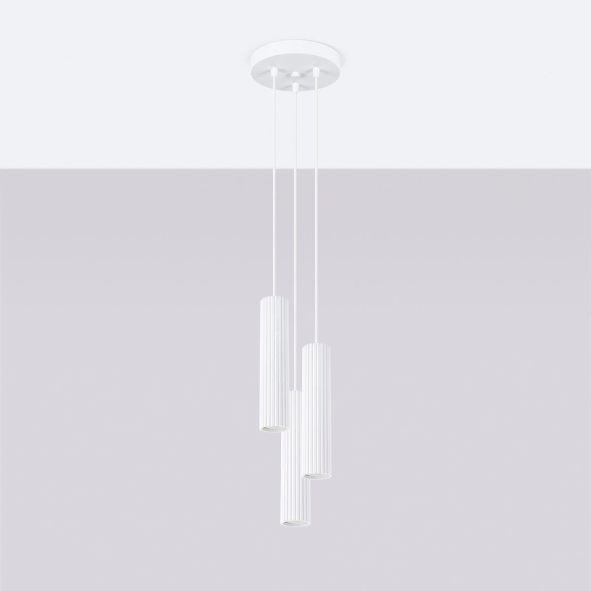 Lampy zwieszane, Lampa wisząca KARBON 3P biały, SOLLUX LIGHTING