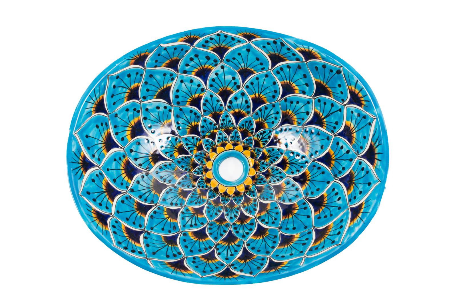 Umywalki nablatowe, Azura - Ręcznie malowana nablatowa umywalka z Meksyku, Cerames