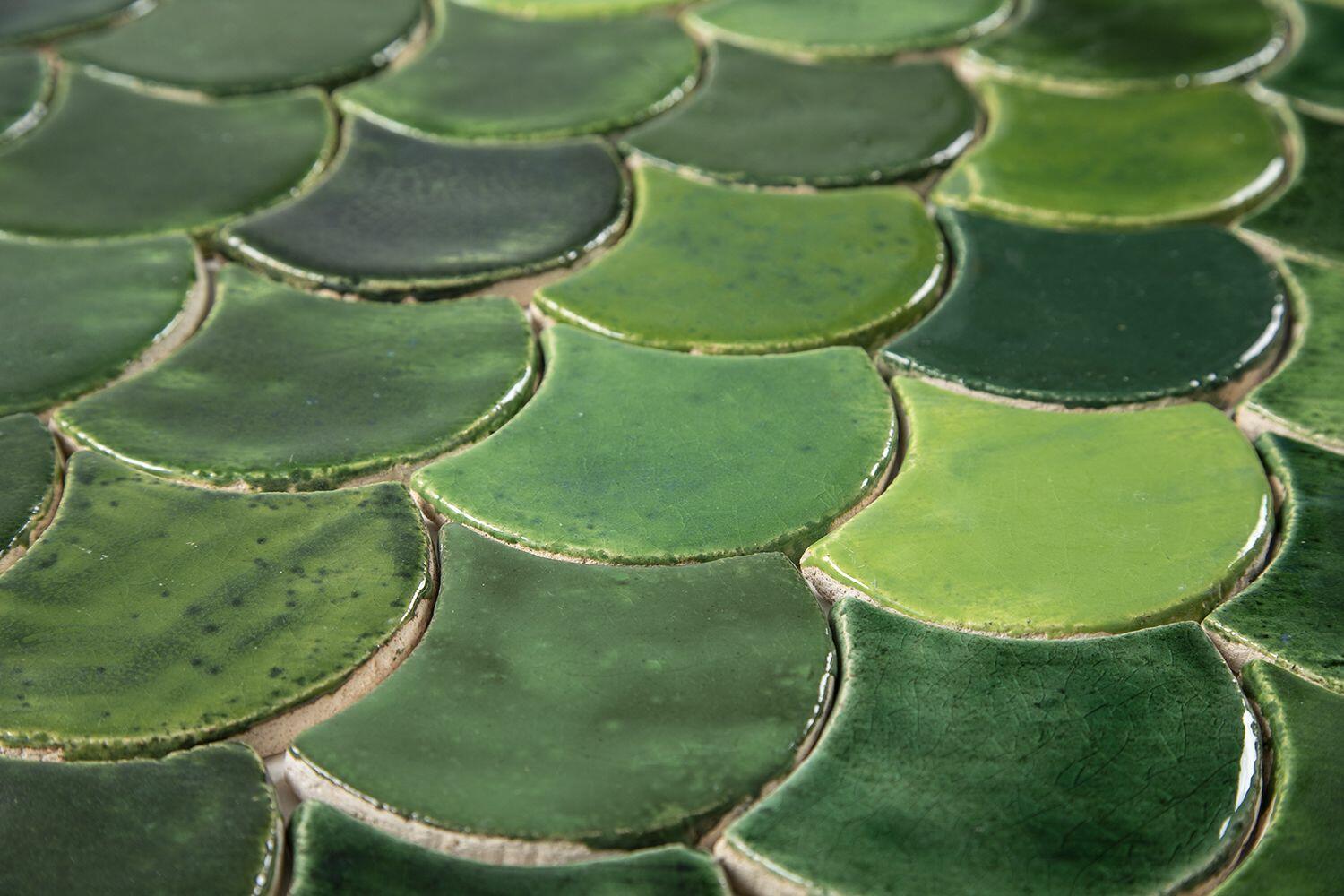 Płytki ścienne, Rybia Łuska - zestaw płytek "Leśna Polana" z serii "Woda", Cerames