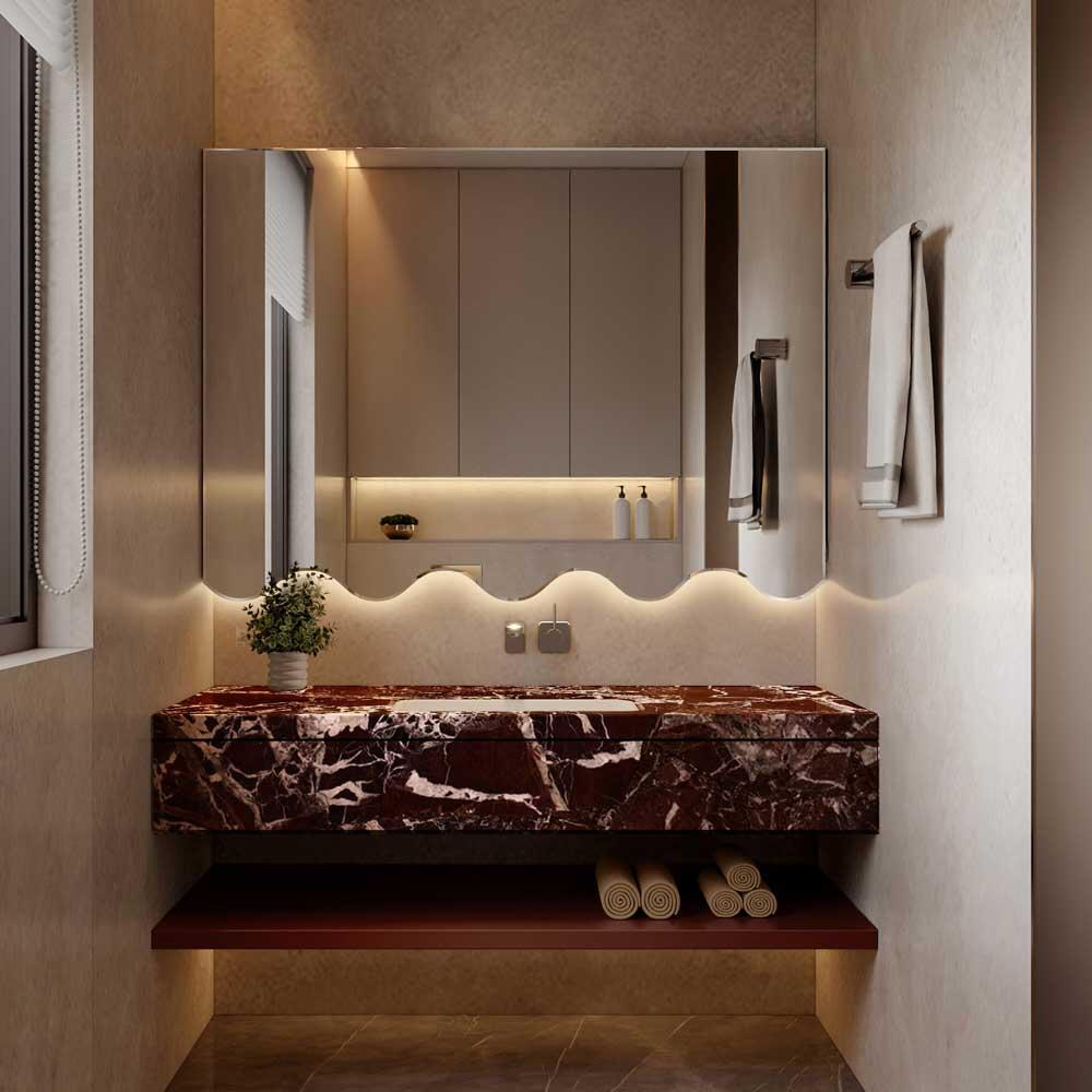 Lustra, Lustro Lomi SQ LED – prostokątne z falą na jednym boku, GieraDesign