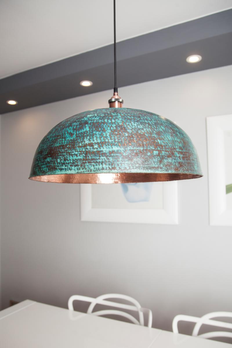 Hanging Lamps, Sandia Verde XL - copper ceiling lamp covered with patina, Cerames