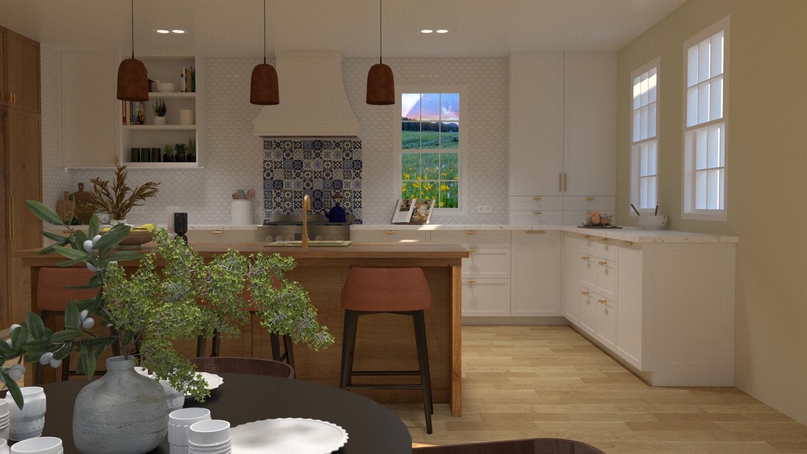 A moody kitchen interior featuring the distinctive...