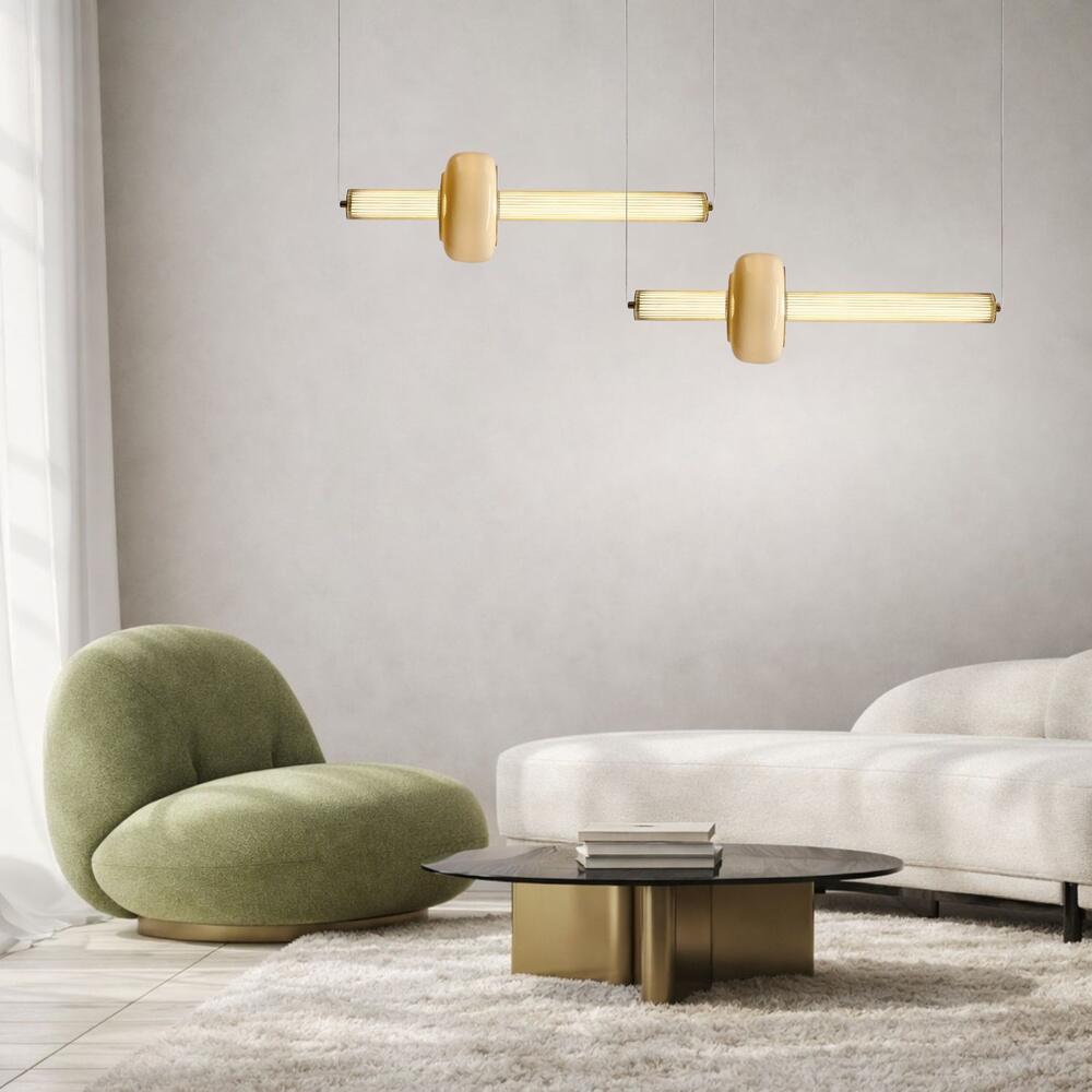 Hanging Lamps, PURAS horizontal pendant lamp 15W LED 3000K clear white shade, Candellux
