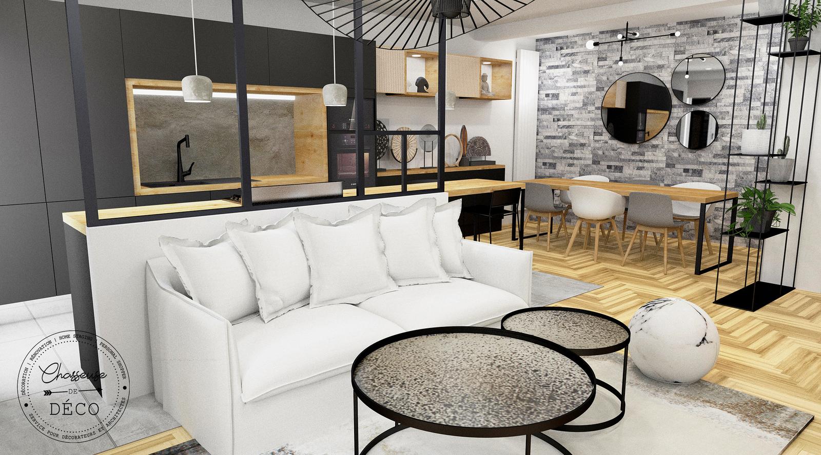 Une grande cuisine ouverte sur le salon CHASSEUSE DE DECO Une grande cuisine ouverte sur le salon CHASSEUSE DE DECO