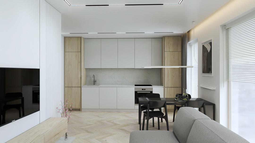 Salon z kuchnią - 21m2 | bluebird.pracownia - ArchiUp.com - Biblioteca ...