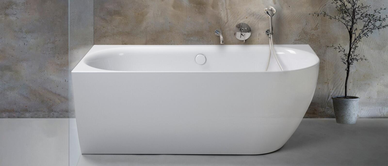 Corner Baths, RAVON Neo Left wall-mounted freestanding bathtub, RAVON