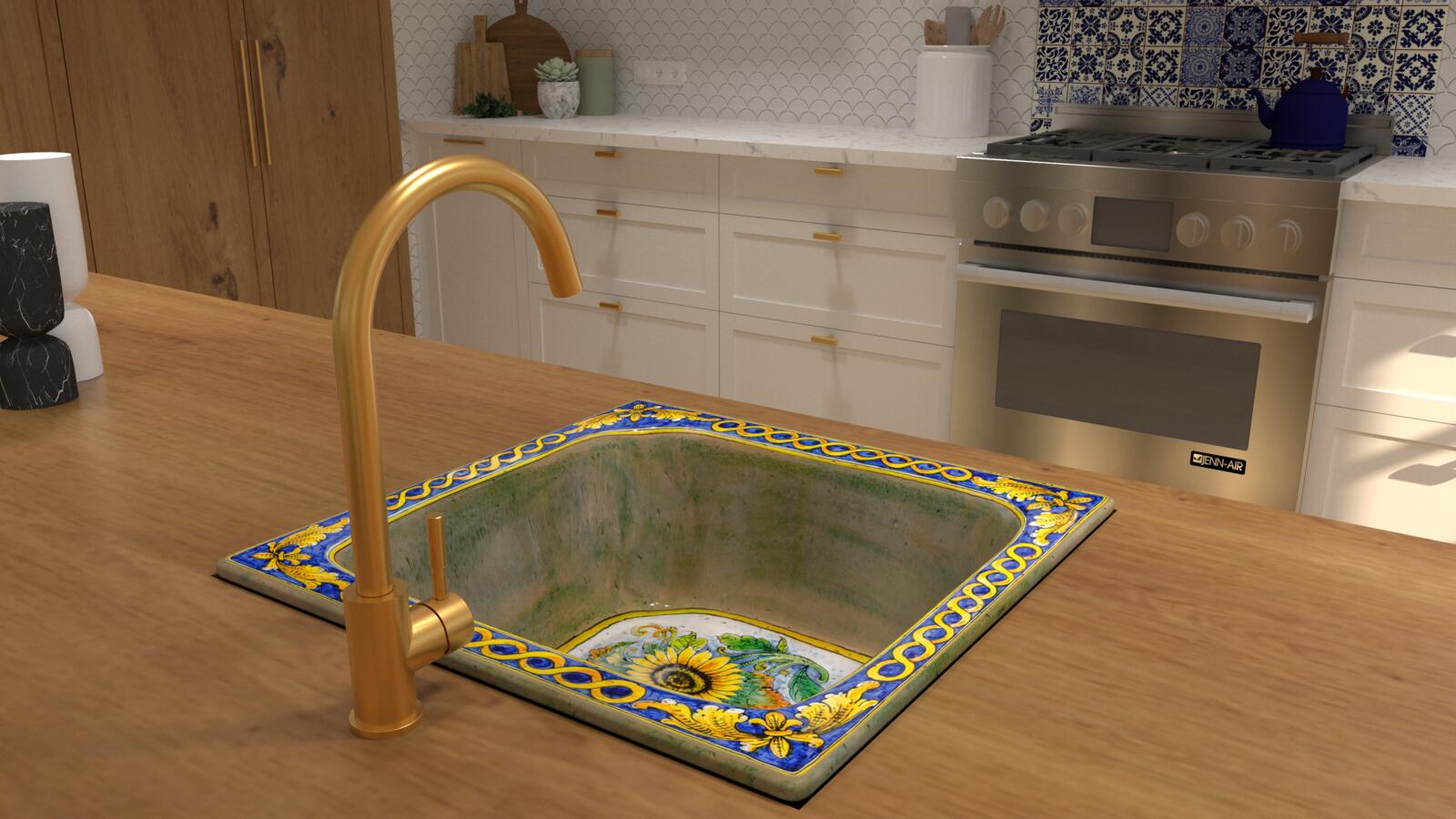 Cuisine exotique avec évier italien