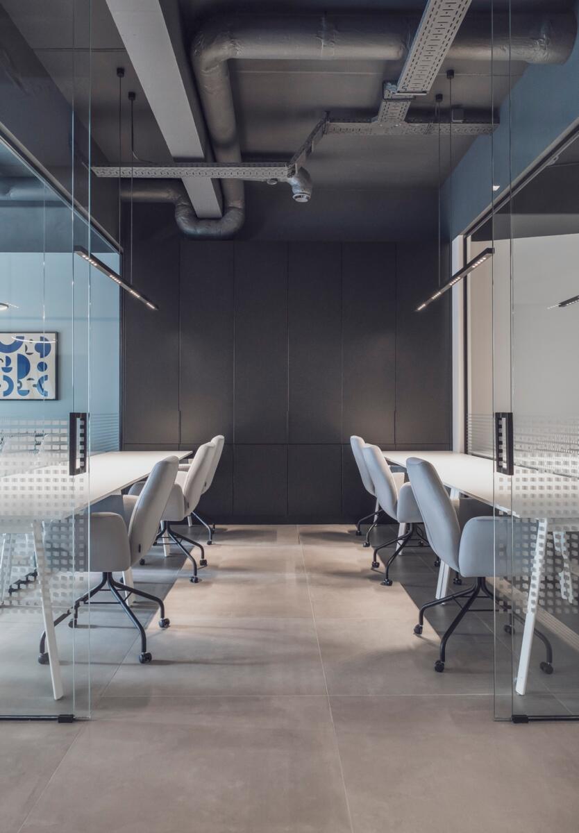 Stylish blue-toned office