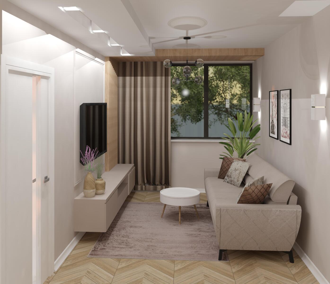 3D Interior Joanna Solińska - projekt pokoju w stonowanej kolorystyce ...
