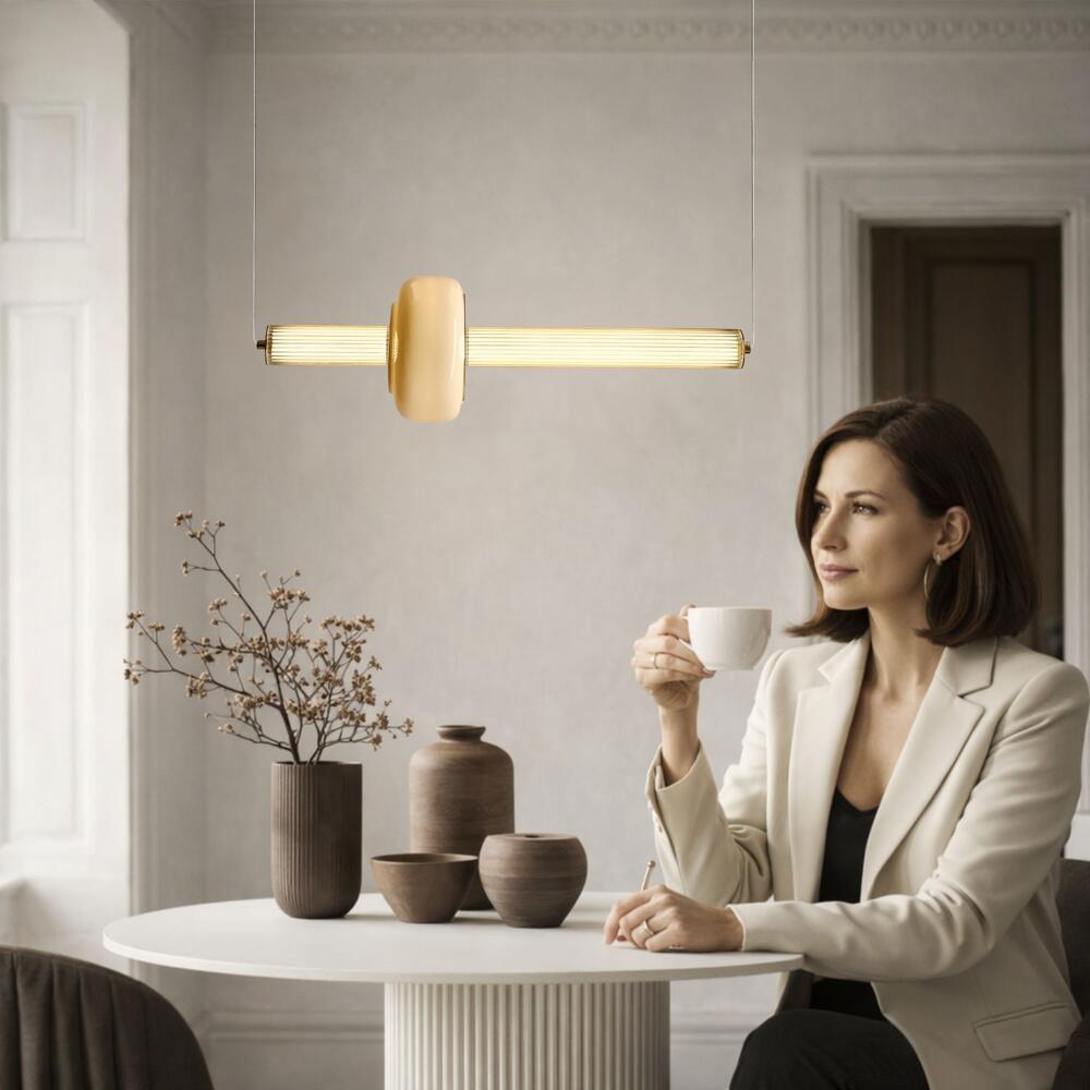 Hanging Lamps, PURAS horizontal pendant lamp 15W LED 3000K clear white shade, Candellux