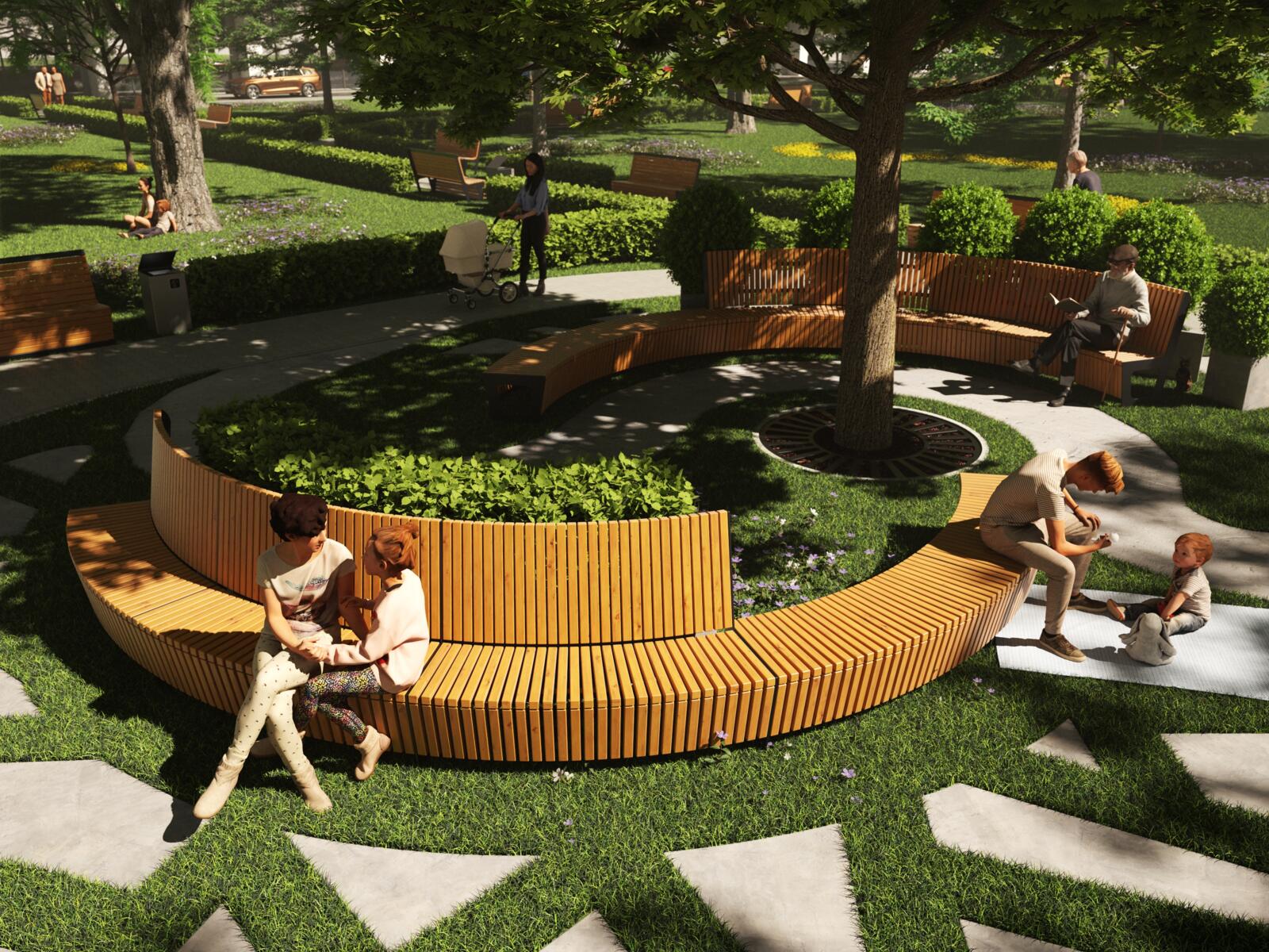 Zestaw ławek parkowych Comodo 2 | JUMAT - ArchiUp.com - A free BIM ...