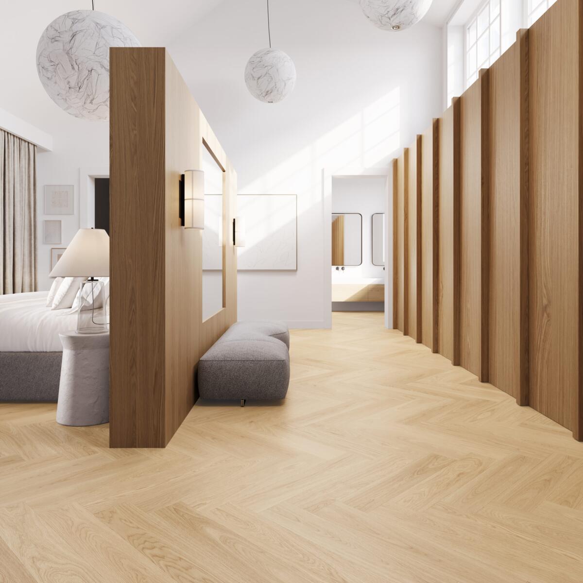 Laminate Flooring, Vinyl flooring Vanilla Oak Herringbone, Barlinek