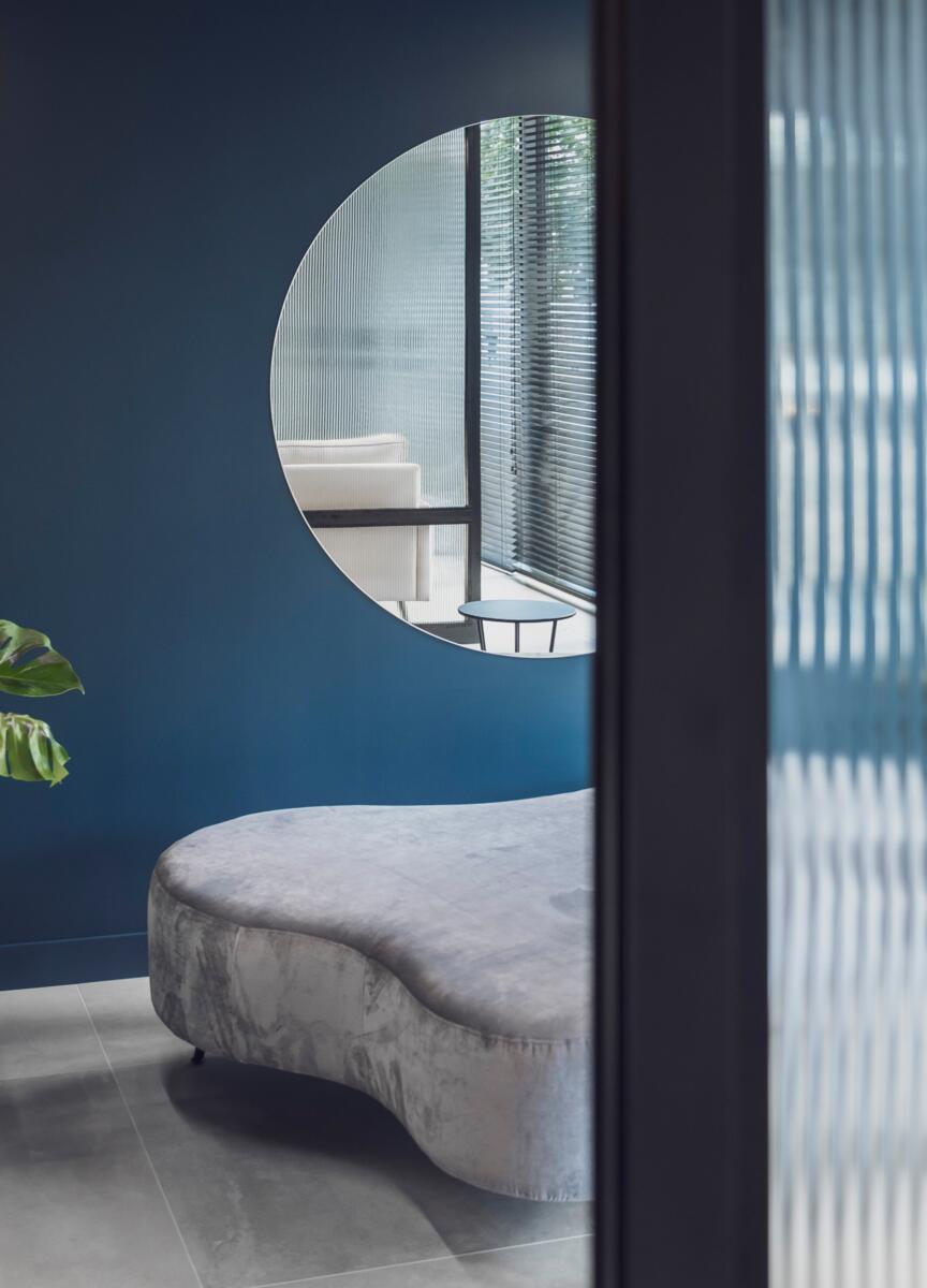 Stylish blue-toned office
