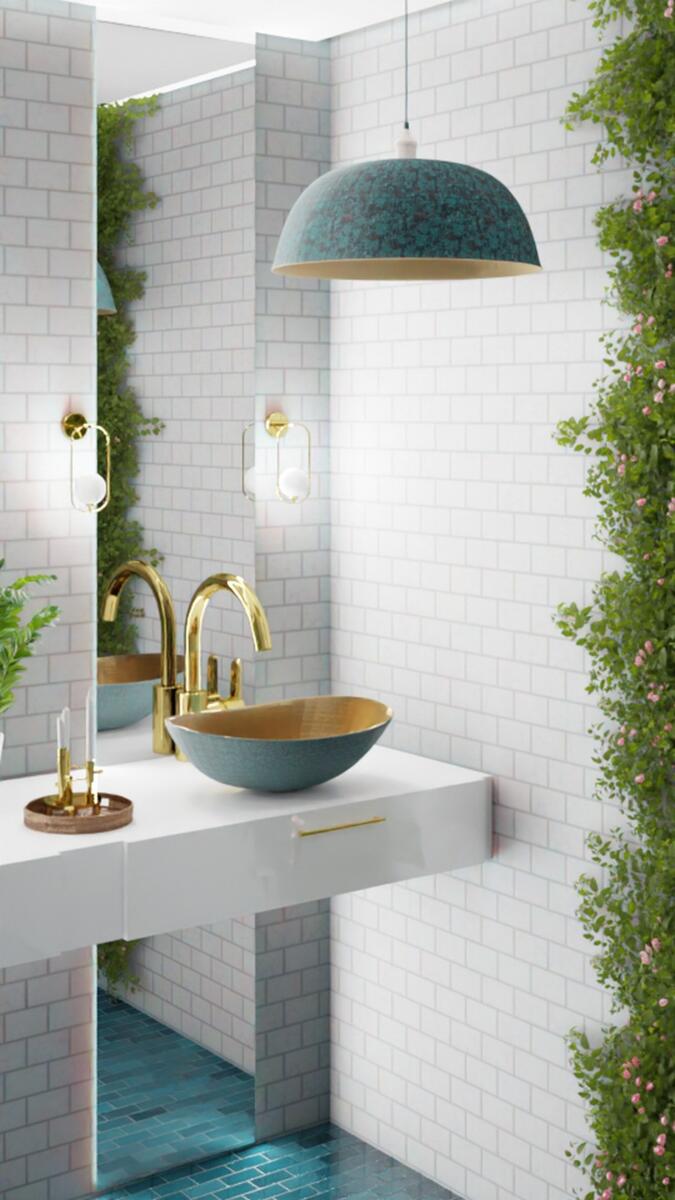 The central point of this bathroom arrangement is the...