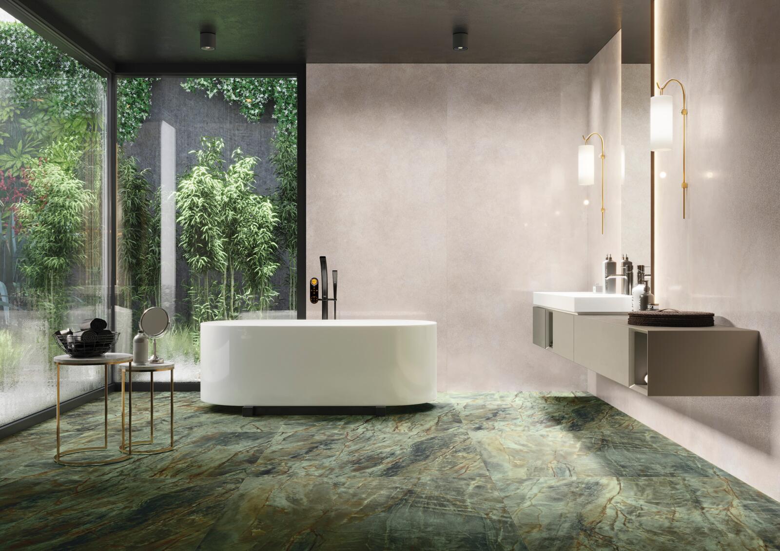 Brazilian Quartzite Green & Modern Concrete Ivory