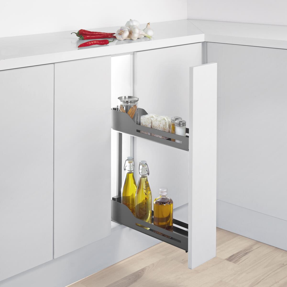 Under-counter storage in the cooking zone
