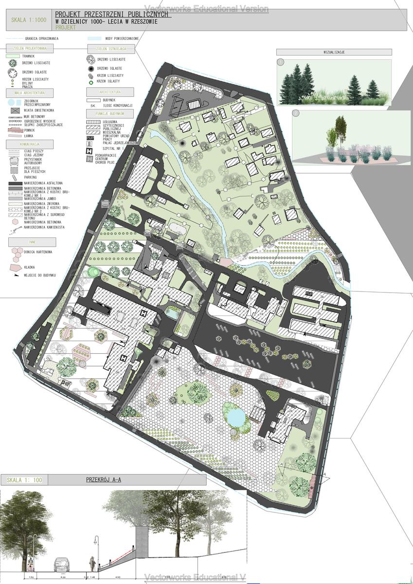 Projekt przestrzeni publicznych w dzielnicy 1000-lecia w Rzeszowie