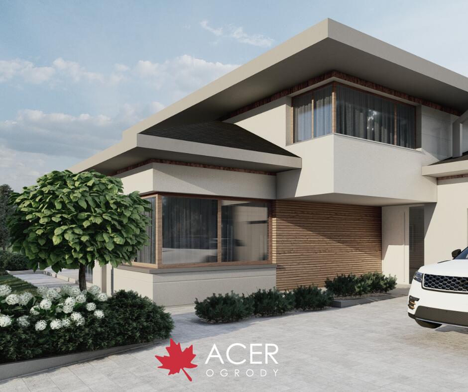 PROJEKT OGRODU w PUSZCZY BIAŁOWIESKIEJ - NOWOCZESNOŚĆ i NATURA - basen, altana z letnią kuchnią