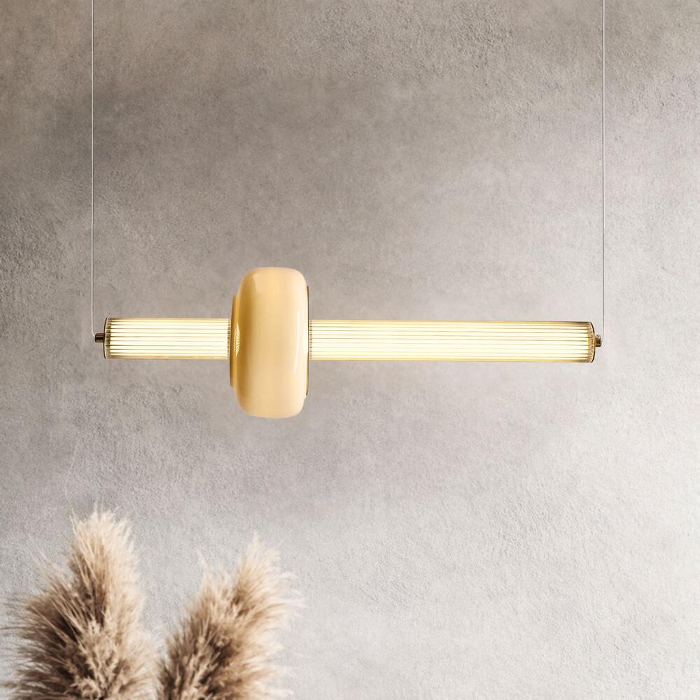 Hanging Lamps, PURAS horizontal pendant lamp 15W LED 3000K clear white shade, Candellux
