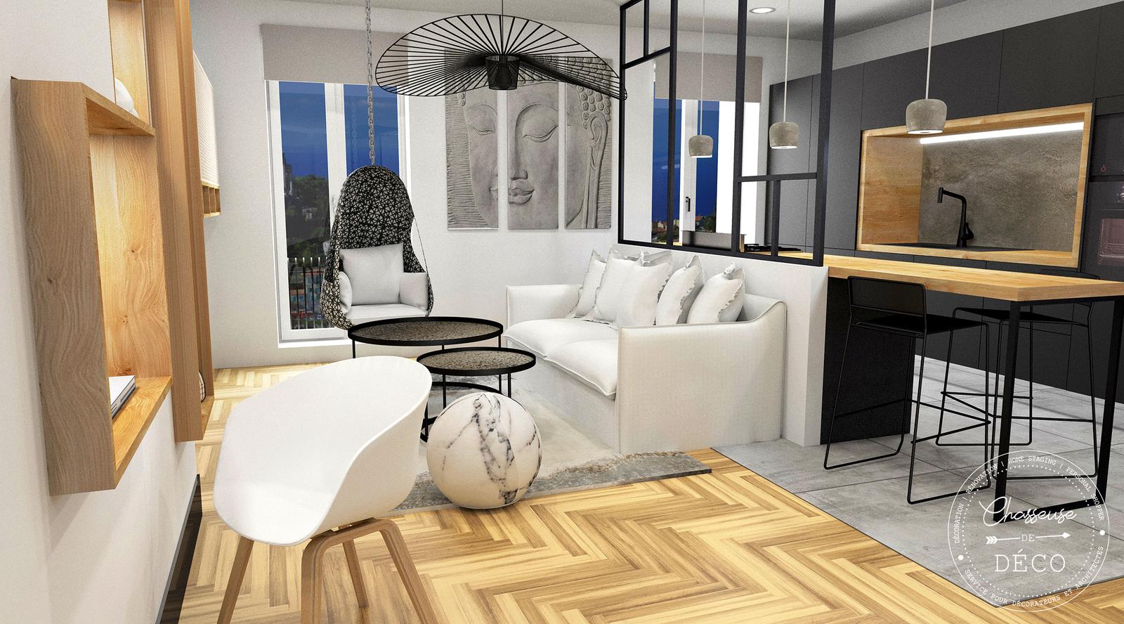 Une grande cuisine ouverte sur le salon CHASSEUSE DE DECO Une grande cuisine ouverte sur le salon CHASSEUSE DE DECO