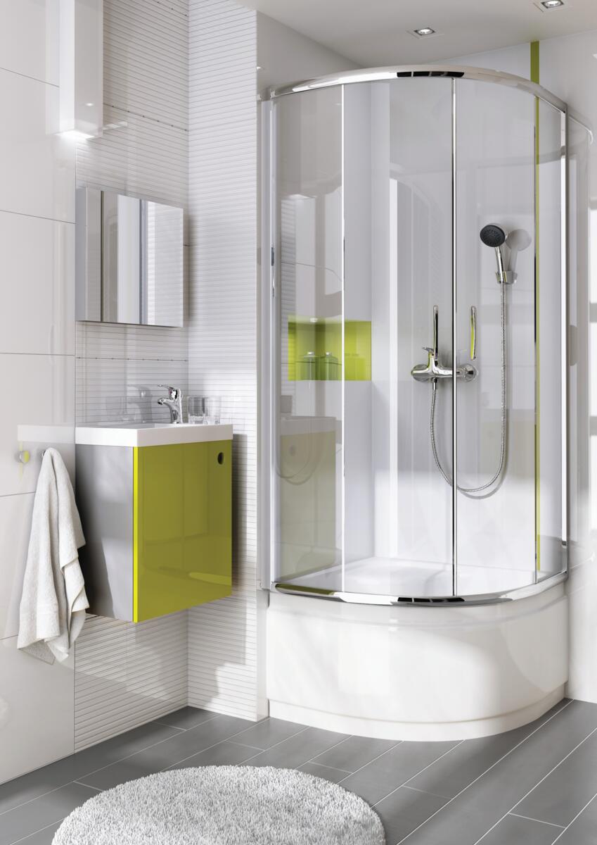 Shower Cabins, FUNKIA - Shower cabin, half round, 90x90 cm - chrome, Deante