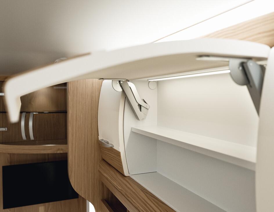 Furniture accessories, Hingeless one-piece flap fitting - Free Space 1.8 Push, Häfele Polska Sp. z o. o.