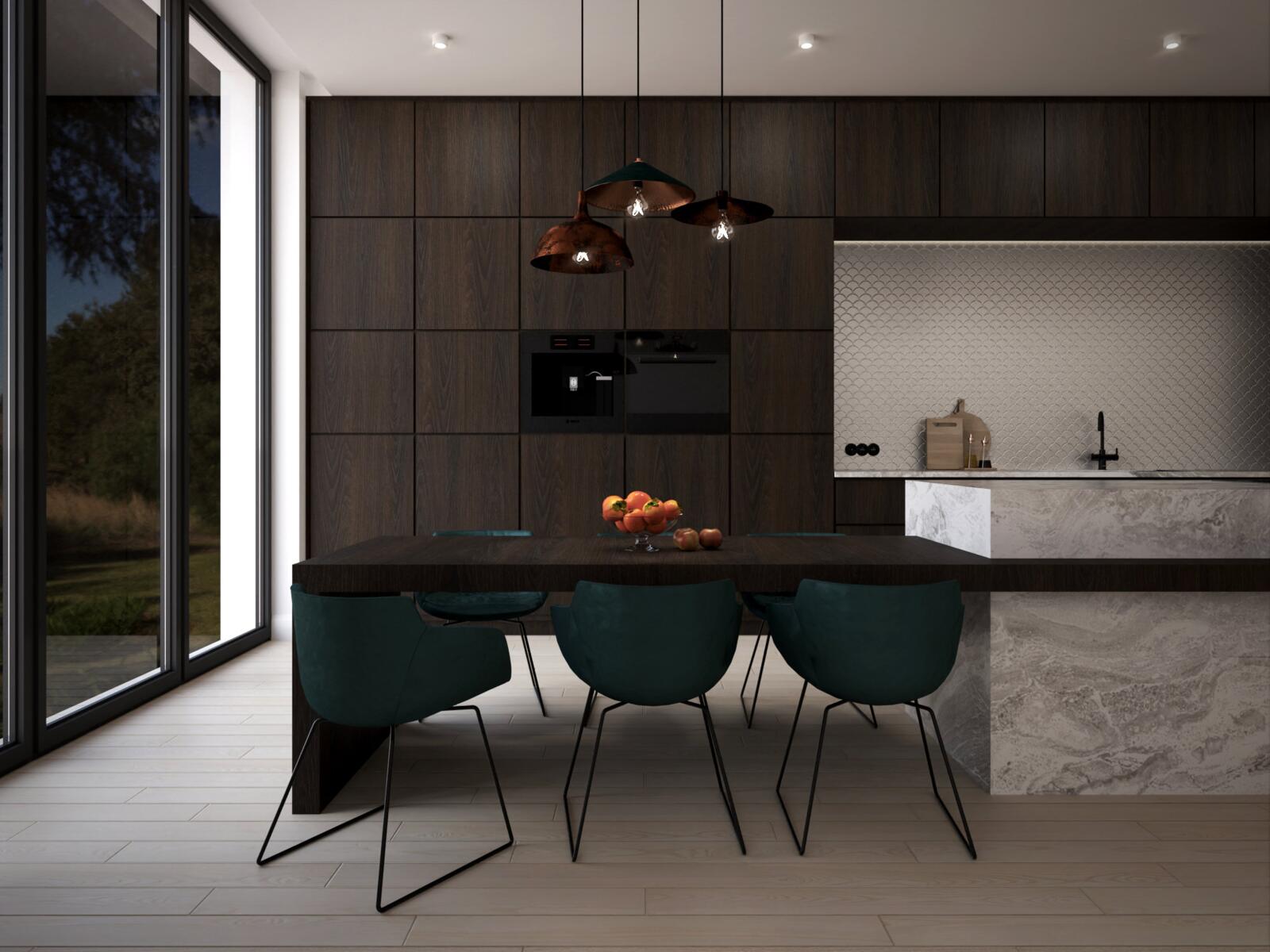 A spacious kitchen with dining elements, where Cerames...