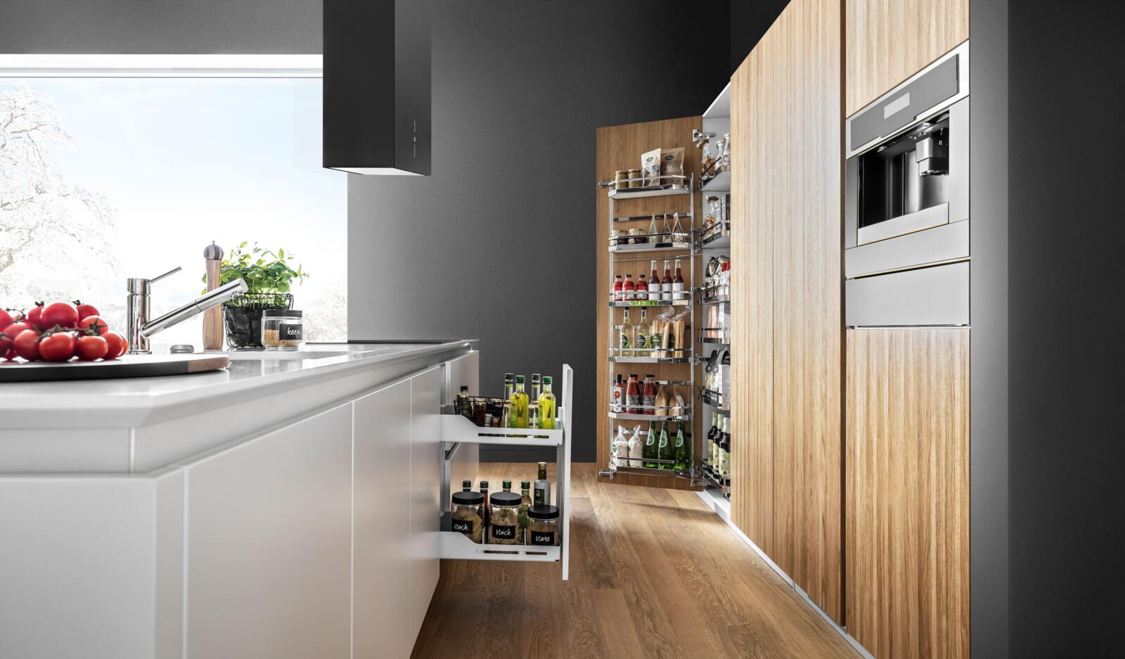 Under-counter storage in the cooking zone