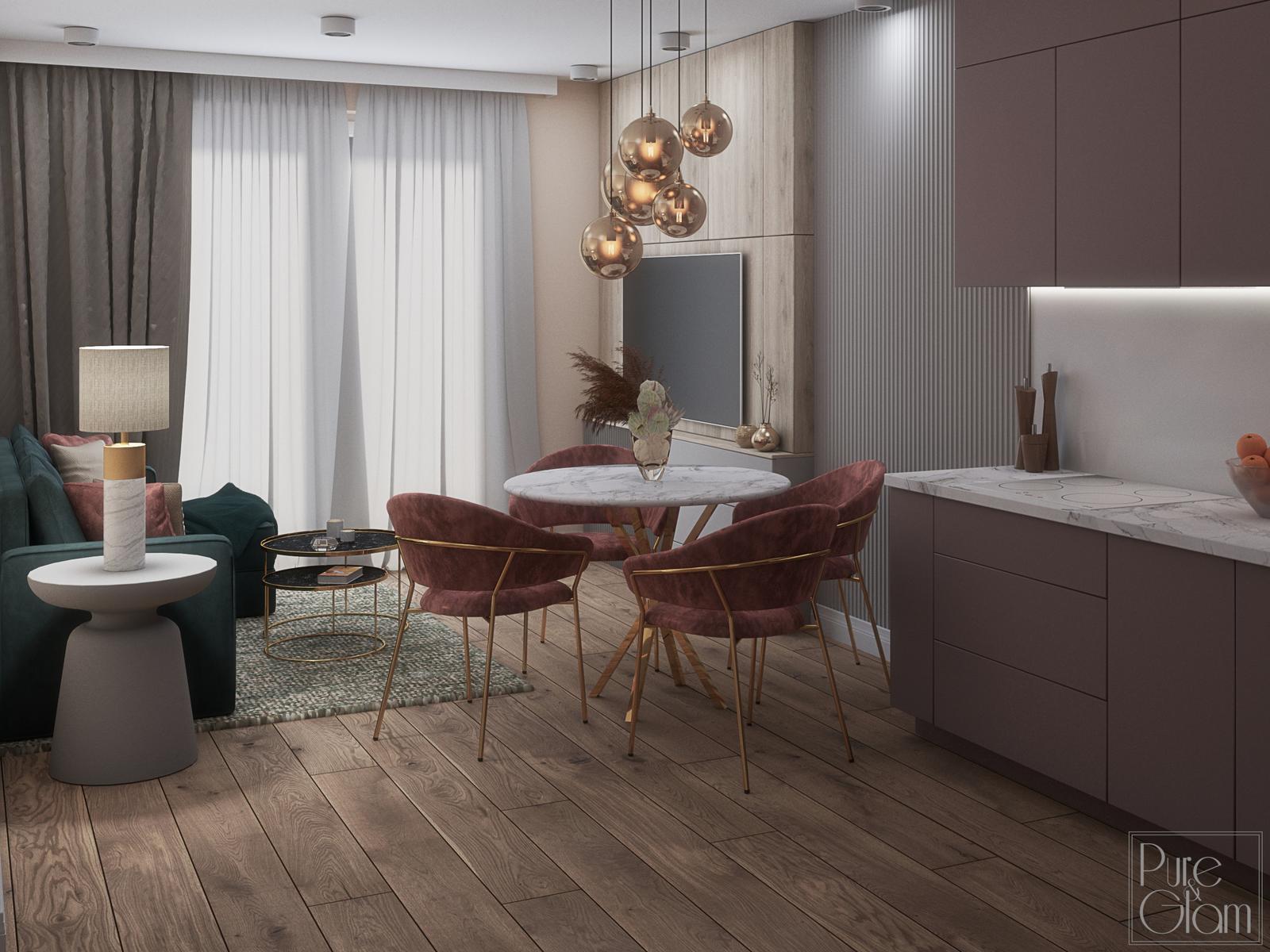 Mieszkanie 35 metrów kwadratowych - salon z aneksem kuchennym